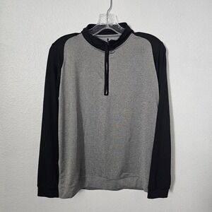 Johnnie-O Prep-Formance Boys 1/4 Zip Pullover Gray Black Surfer Logo Size 14